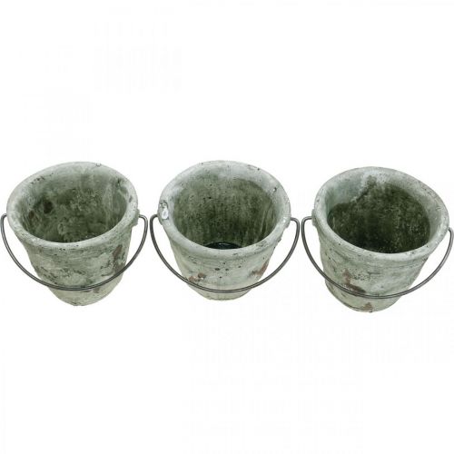 Floristik24 Bucket for planting, ceramic vessel, bucket decoration antique look Ø11.5cm H10.5cm 3pcs