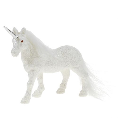 Floristik24 Unicorn 12.5cm white with glitter 4 pcs