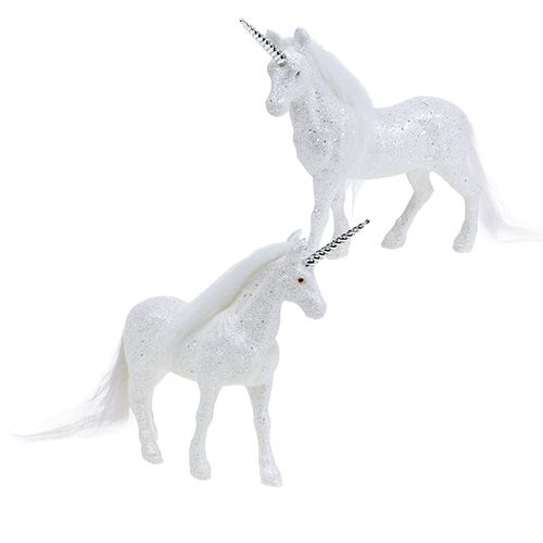 Floristik24 Unicorn white with glitter 18cm 2pcs