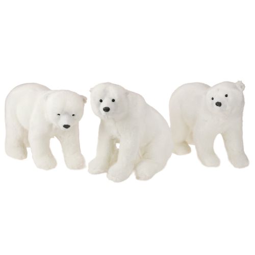 Polar bear decorative figures standing and sitting white 16/20cm 3pcs