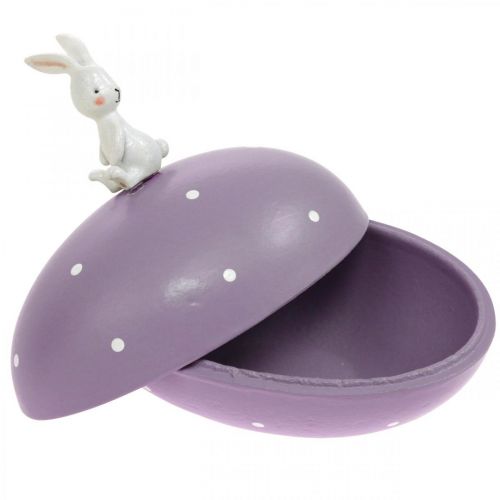 Floristik24 Bunny on egg, decorative egg to fill, Easter, decorative box yellow, purple H17/16cm L15cm set of 2