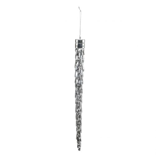Floristik24 Icicle silver plastic 47cm with 9 LED and battery