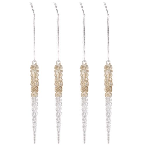 Product Decorative icicles for hanging champagne glitter 14.5cm 4pcs
