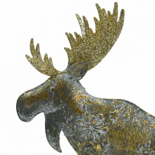 Floristik24 Christmas figure elk golden antique look metal 21 × 14.5cm