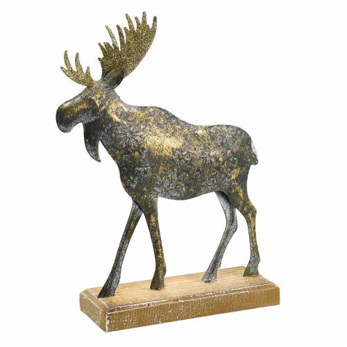 Floristik24 Christmas figure elk golden antique look metal 21 × 14.5cm