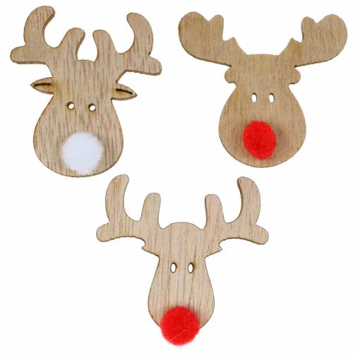 Floristik24 Scattered deco moose heads wood 4.5cm 36p