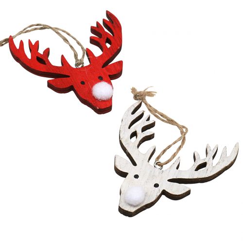 Product Reindeer hanger red, white 6.5cm x 7.5cm 8pcs