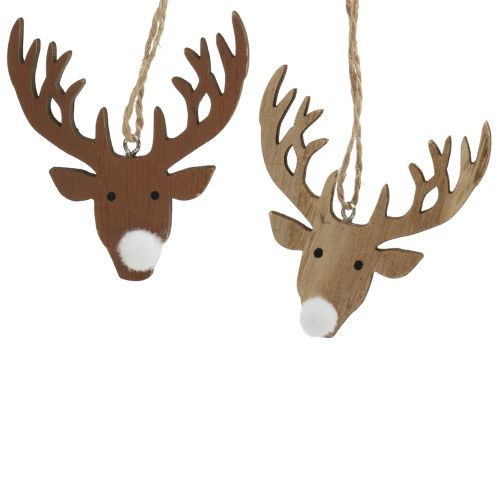 Product Elk head wood to hang natural 6.5 x 7cm 8pcs