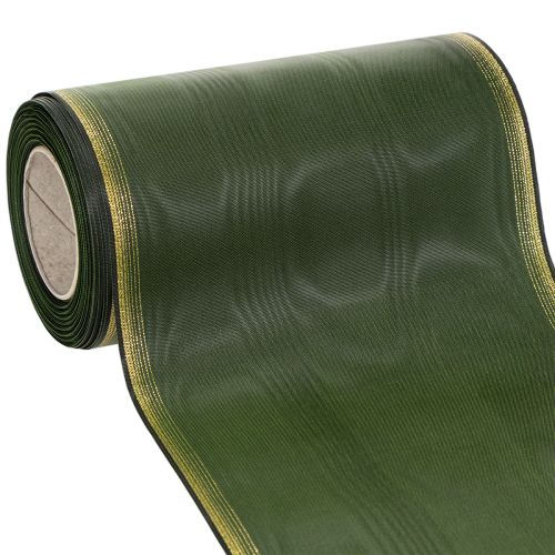 Floristik24 Elegant moiré wreath ribbon, 175mm, dark green with pearl edge and taffeta weave for festive occasions