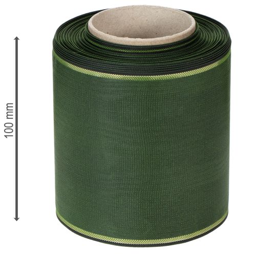 Product Elegant moiré green wreath ribbon with gold edge, 100mm x 25m, for funeral floristry and decoration