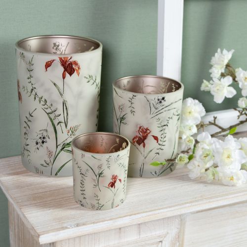 Product Elegant candle holder with floral motif for harmonious room design, 12.5cm, 2 pieces