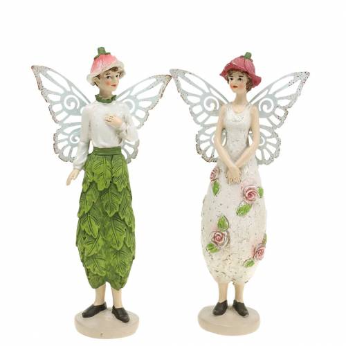 Floristik24 Deco figure elf elf couple white, pink, green H20cm 2pcs