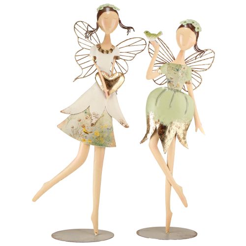 Floristik24 Elf Figures Metal Decoration Heart Bird H55cm/60cm 2pcs
