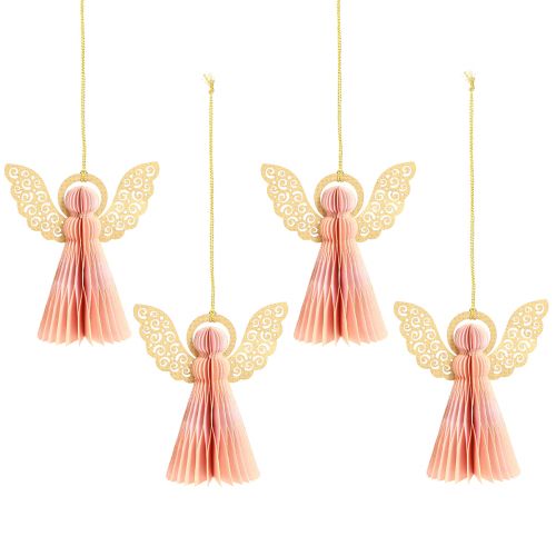 Product Angel Paper Ornaments Christmas Apricot Gold 12cm Set of 4