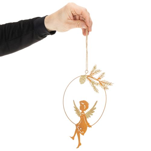 Angel Decorative Ring, Metal, Rust Finish, Christmas Decoration, 23.5 x 16.5 cm, 3 Pieces | Floristik24.ie