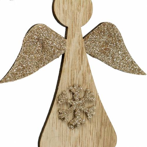 Floristik24 Decorative Hanging Wooden Angel Glitter 10cm 12 pcs