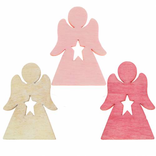 Floristik24 Angels made of wood for sprinkling pink, pink, white 4cm 72pcs