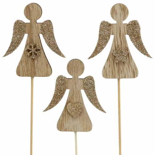 Floristik24 Decorative plug angel natural glitter 7cm 12pcs