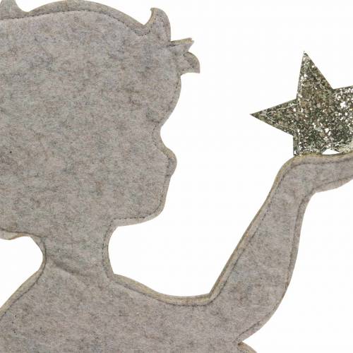 Floristik24 Christmas angel stand on birch trunk felt cream, gold H46cm