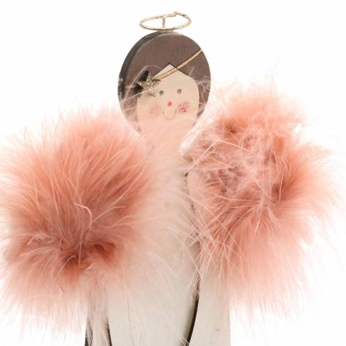Floristik24 Angel with feather wings pink 28cm wood