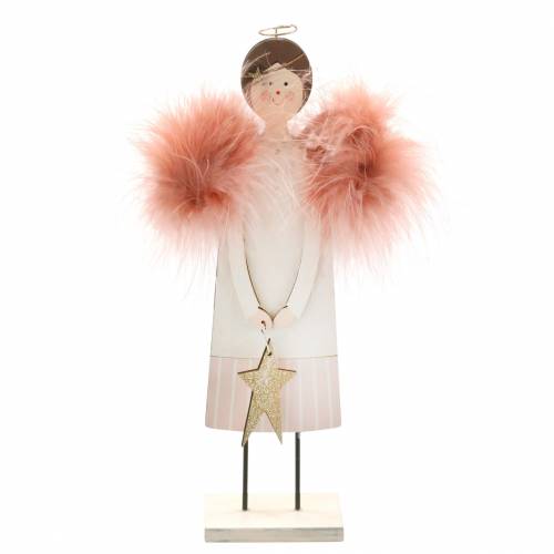 Floristik24 Angel with feather wings pink 28cm wood