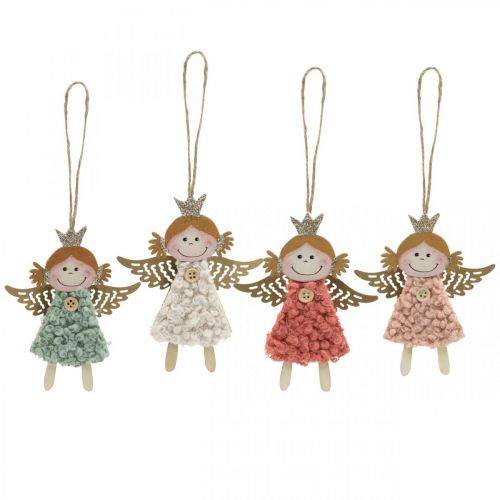 Floristik24 Angels to hang, Christmas decorations, Christmas tree decorations pink / pink / blue / white H12cm set of 4