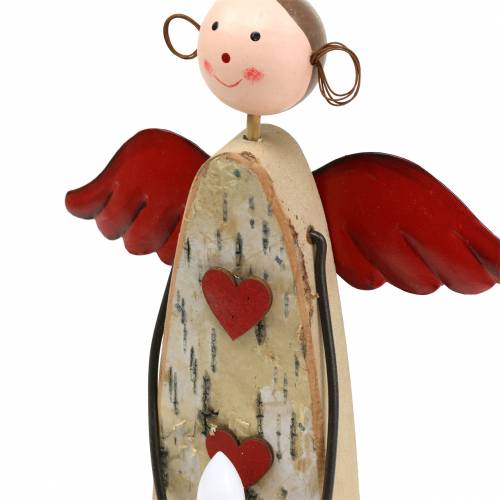 Floristik24 Wooden angel with LED candle H30cm