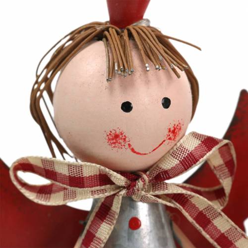 Floristik24 Decorative angel with crown metal silver, red Ø7.5 H13.5cm 2pcs