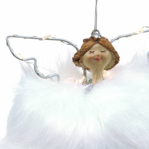 Floristik24 Angel plush / ceramic with LED white 13cm