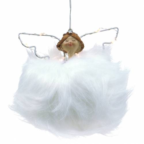 Floristik24 Angel plush / ceramic with LED white 13cm