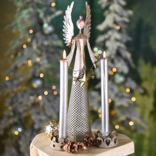 Product Decorative angel figure with garland Christmas metal 13 × 8.5cm H40cm