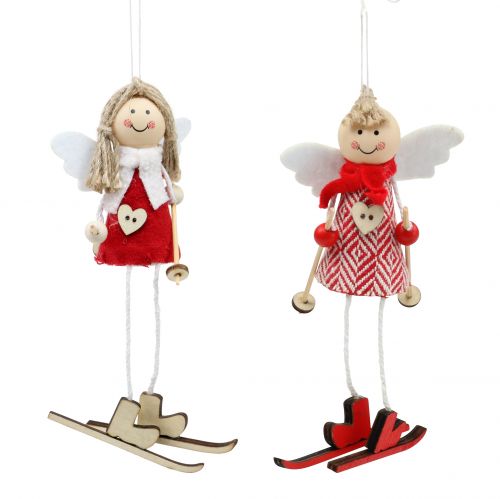 Angel as a decoration figure 15cm red, white 4pcs