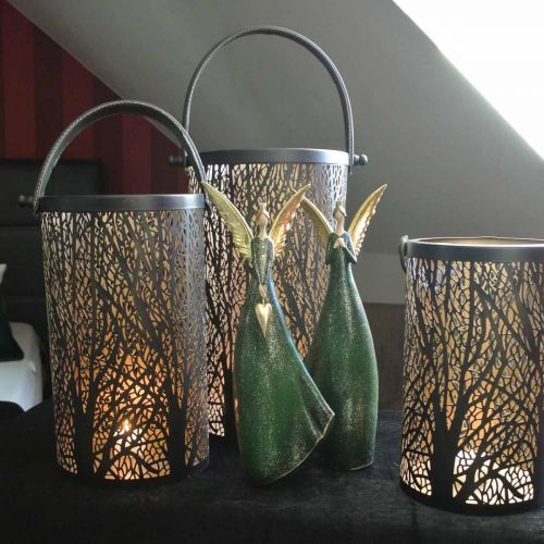 Floristik24 Deco figure angel green Christmas angel with golden heart H41cm