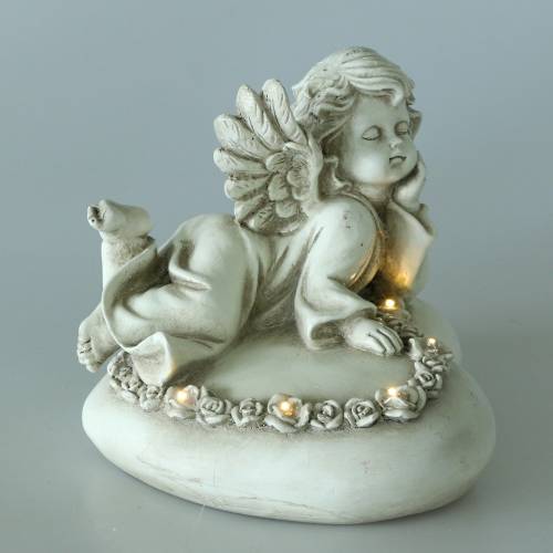 Floristik24 Deco angel on heart with LED 16cm 19cm H14.5cm