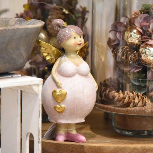 Floristik24 Pink angel with heart decoration figure Christmas 9 × 8 × 19.5cm 2pcs