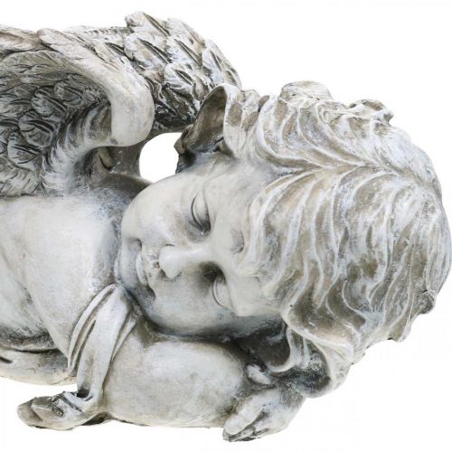 Floristik24 Grave decoration angel sleeping grave angel gray polyresin 39×14x13cm