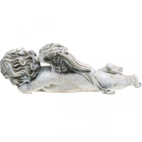 Floristik24 Grave decoration angel sleeping grave angel gray polyresin 39×14x13cm