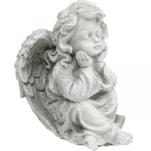 Floristik24 Angel figure small grave decoration garden figure grey H9cm 3 pcs