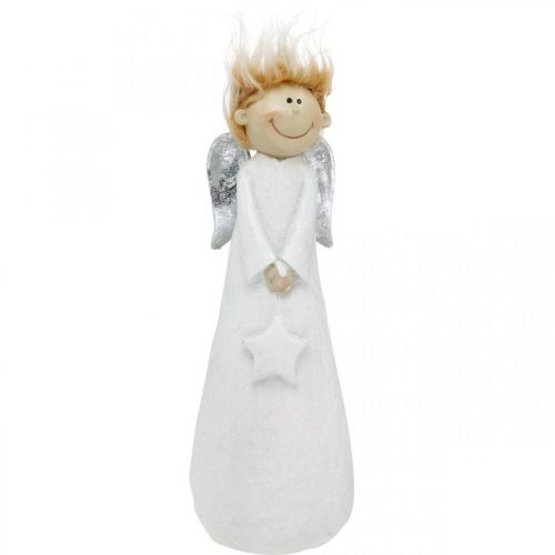 Decorative angel figure Christmas with star white 10 × 8 × 28.5cm