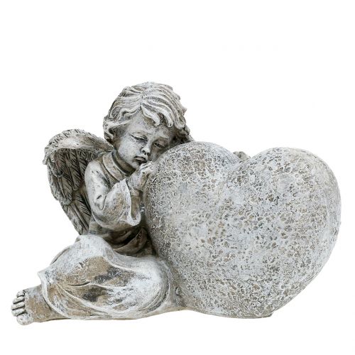 Floristik24 Angel with heart gray 11.5cm × 9cm × 6.5cm 2pcs