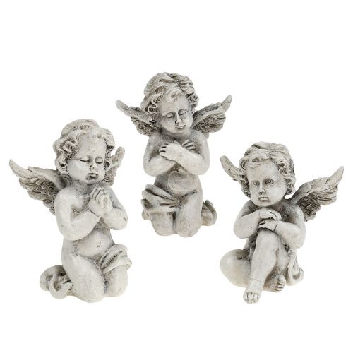Floristik24 Angel figures grey 9cm 3 pieces