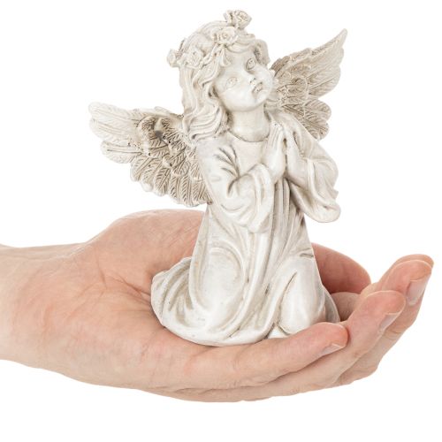 Angel figurine praying, grave decoration, seated, 13cm, 2 pieces | Floristik24.ie