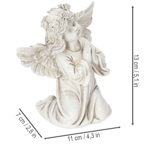 Angel figurine praying, grave decoration, seated, 13cm, 2 pieces | Floristik24.ie