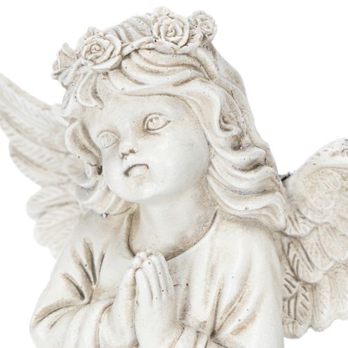 Angel figurine praying, grave decoration, seated, 13cm, 2 pieces | Floristik24.ie