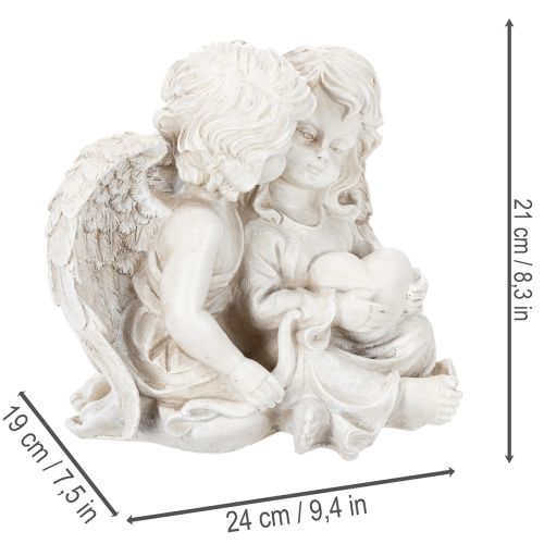 Angel Decoration Children's Angel Couple with Heart Sculpture 24cm | Floristik24.ie