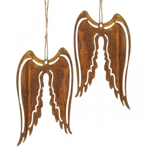 Floristik24 Angel wings metal deco hanger patina decoration 19.5cm 3pcs