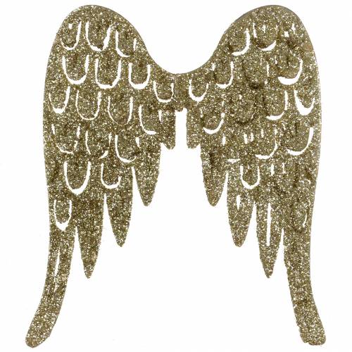 Floristik24 Candle holder angel wings glitter gold 11cm x 9cm 6pcs