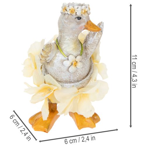 Product Decorative duck figurine in a floral dress, spring, detailed summer decoration accessory, 11cm, 2 pieces