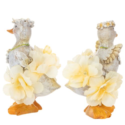 Product Decorative duck figurine in a floral dress, spring, detailed summer decoration accessory, 11cm, 2 pieces