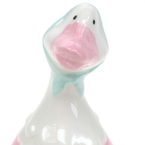 Floristik24 Ceramic Easter goose pink, white H 11.5cm 4pcs